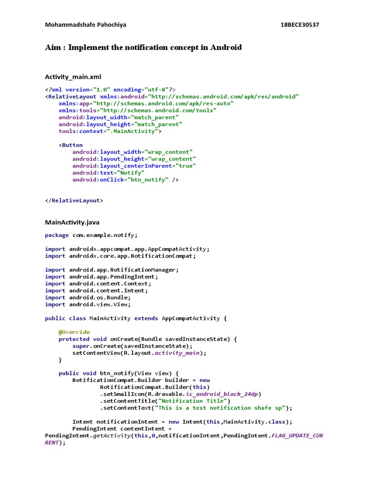 Android Notification Implementation Guide | PDF | Computers