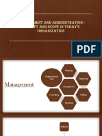 Management and Administration: Concept and Scope in Today'S Organization