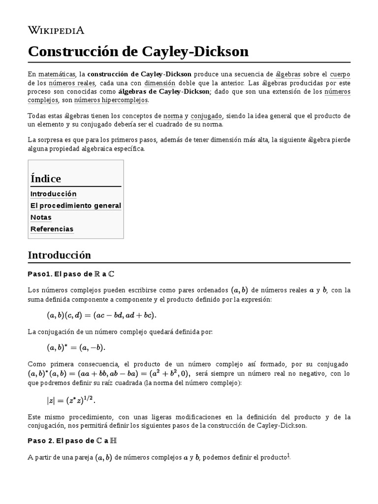 Construcción_de_CayleyDickson PDF Números Número complejo