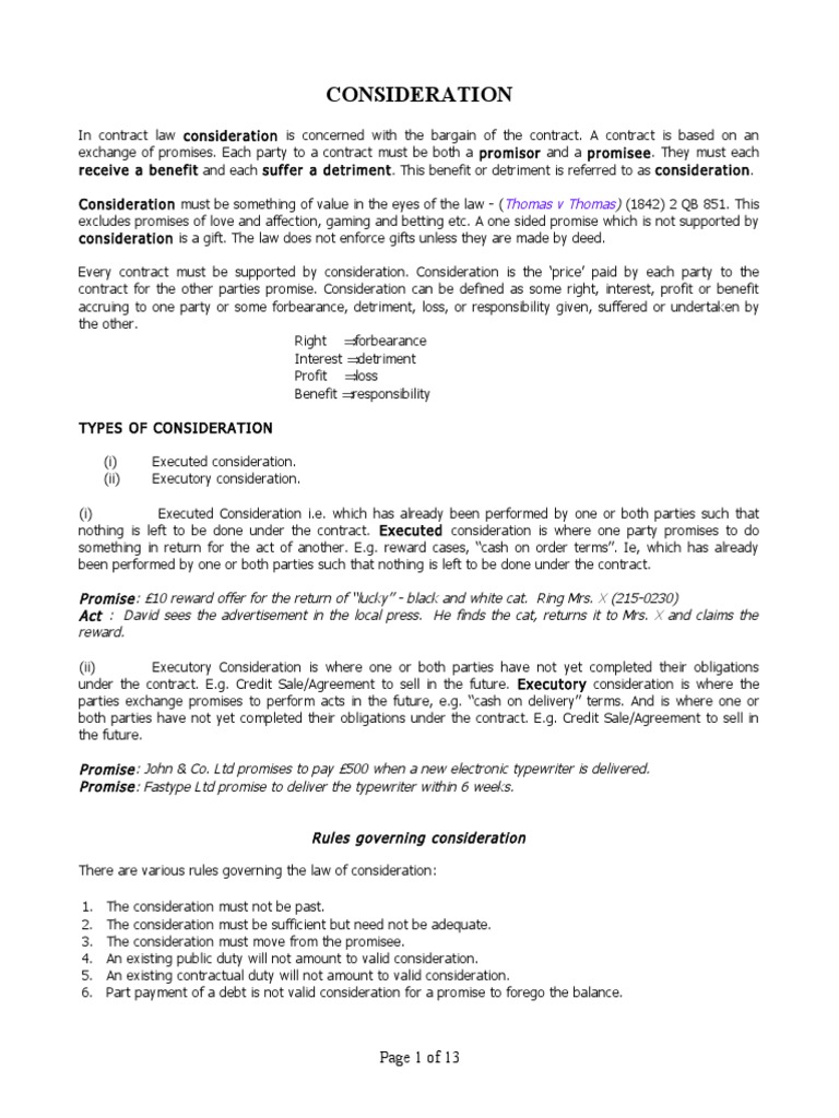 No 15 Consideration | PDF | Assignment (Law) | Consideration