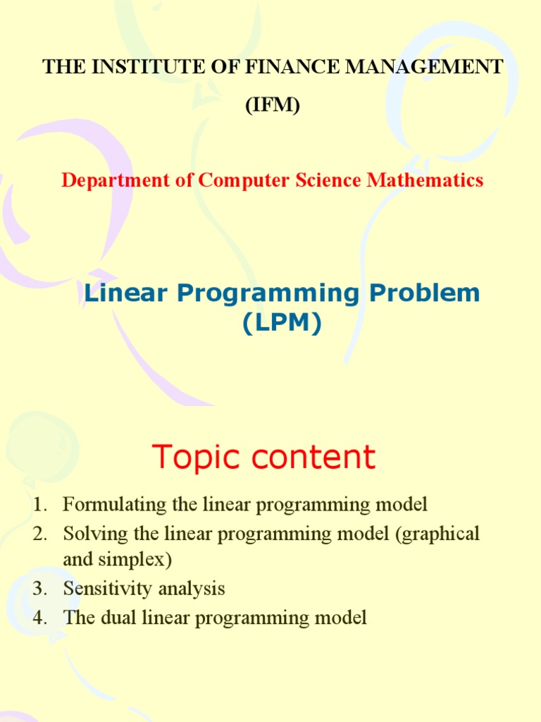 Linear Programming Model | PDF | Linear Programming | Mathematical ...