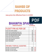 New price list for spare parts effective April 2020