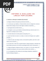 História e Evolução da Língua Portuguesa - exerc. V-F e escolha múltipla