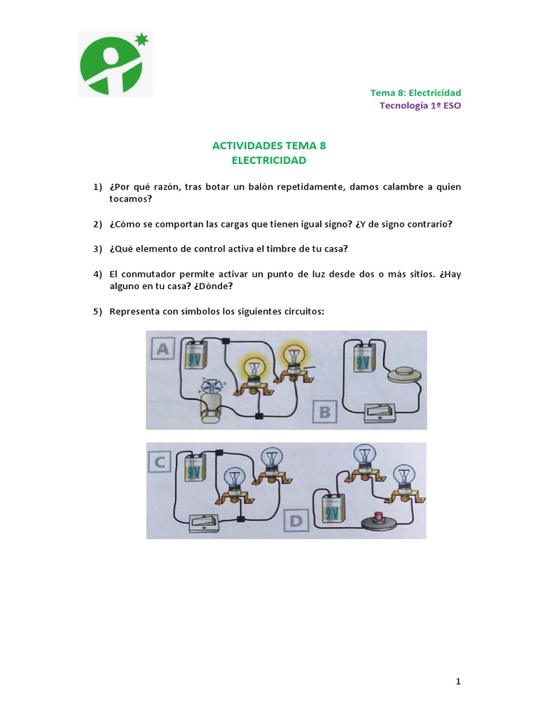 Actividades de Electricidad para Secundaria | PDF | Corriente eléctrica ...