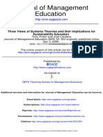 Education Journal of Management: Sustainability Education Three Views of Systems Theories and Their Implications For