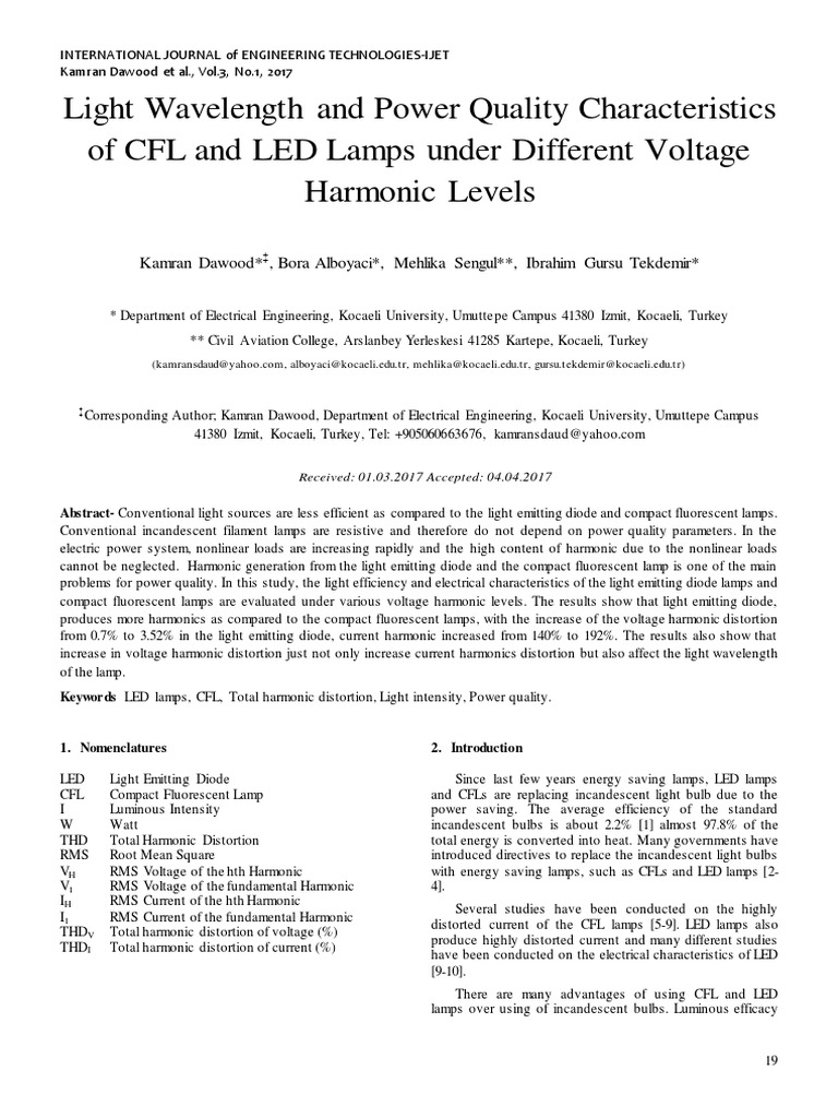 Light Wavelength and Power Quality Chara PDF Compact Fluorescent