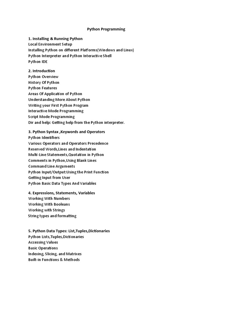 Python Programming Syllabus | PDF | Python (Programming Language ...