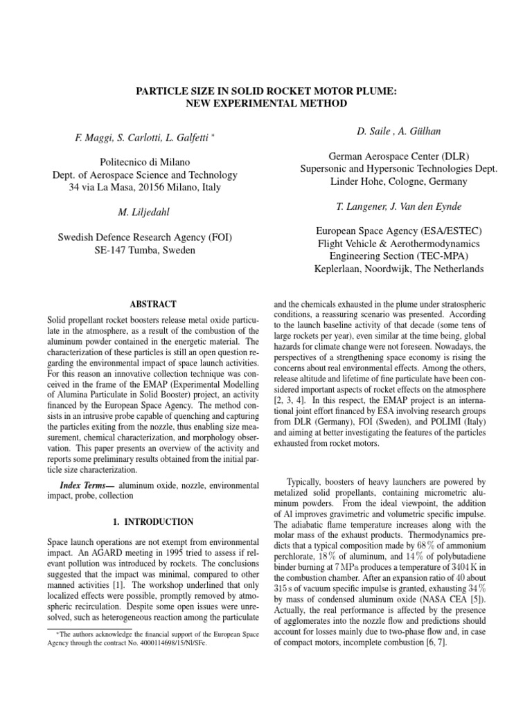 New Method for Rocket Plume Particle Size | PDF | Rocket Engine ...