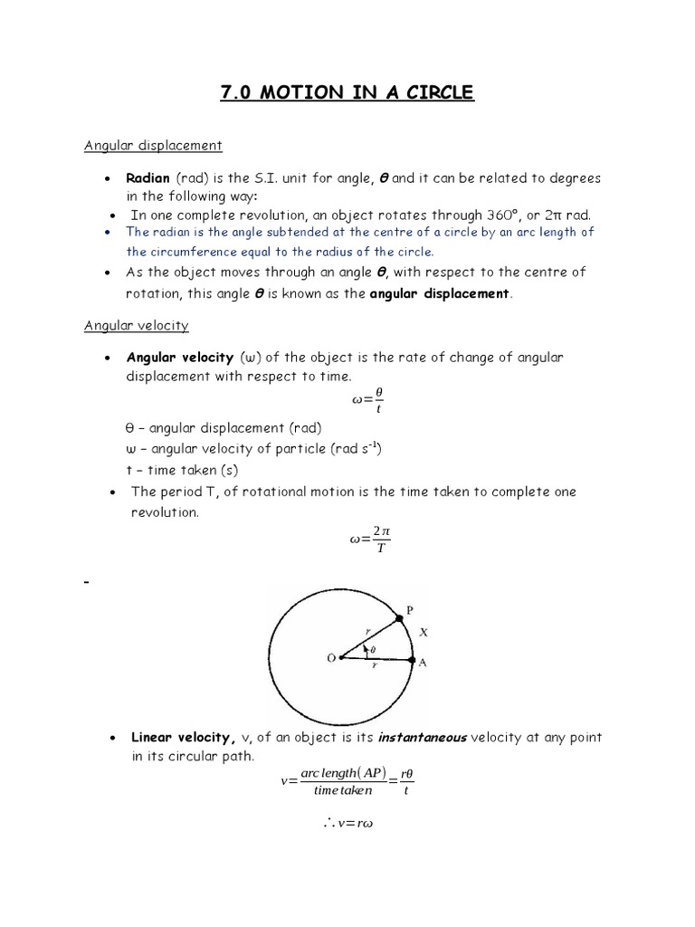 Motion in A Circle | Download Free PDF | Acceleration | Angle