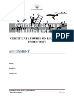 Assignment: Certificate Course On Liabilities Under Tort