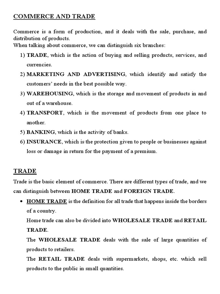 Understanding Trade and Commerce | PDF