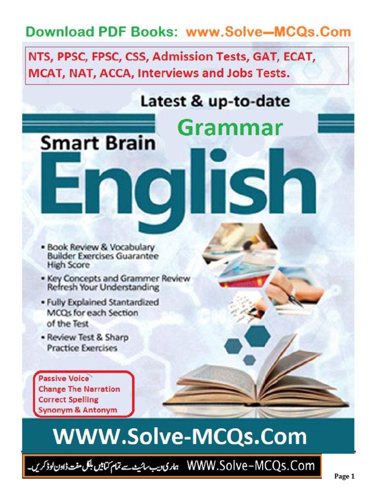 English Grammar Solved PPSC NTS OTS MCQs | PDF