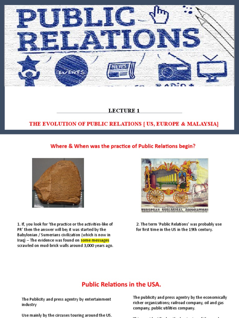 AK21103 Lecture 1 Evolution of Public Relations | PDF | Public ...