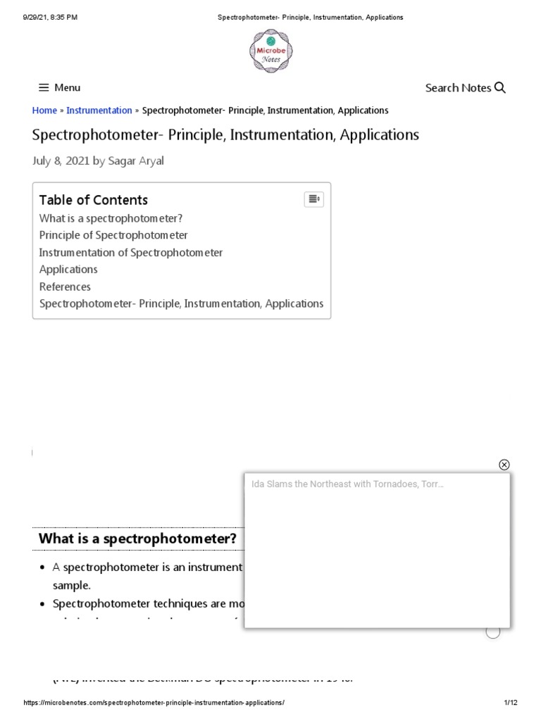 Spectrophotometer Principle, Instrumentation, Applications PDF