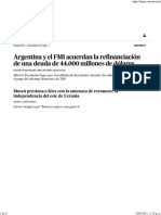 Argentina y FMI acuerdan refinanciar deuda de $44.000 millones
