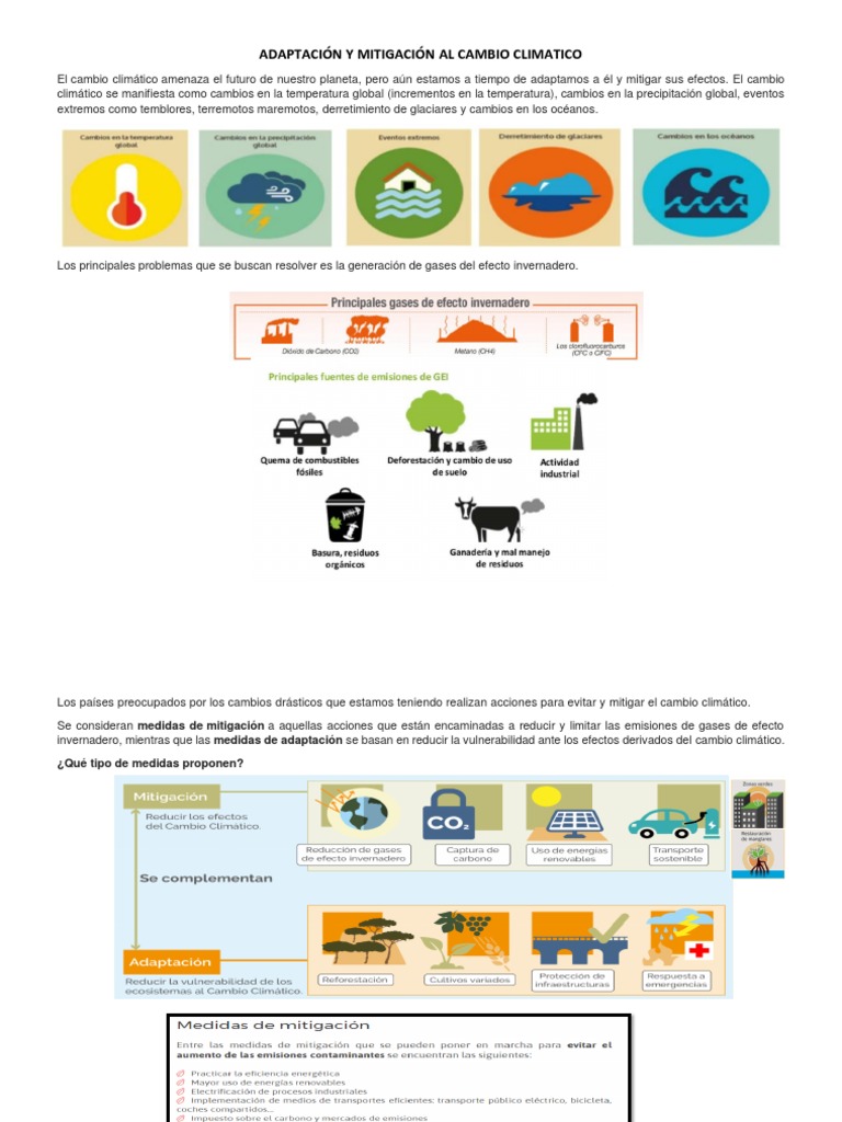 Medidas de Adaptación y Mitigación Climática | PDF | Cambio climático ...