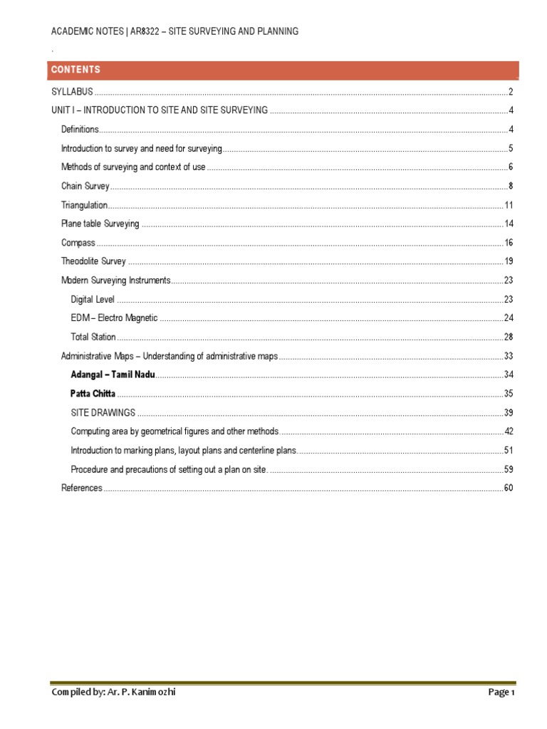 SSP 2017 Unit-1 | PDF | Surveying | Metre