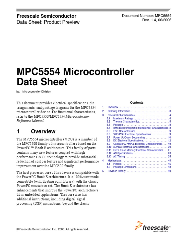 Datasheet Processador MPC555 Usado Nos Coo | PDF | Electrical ...