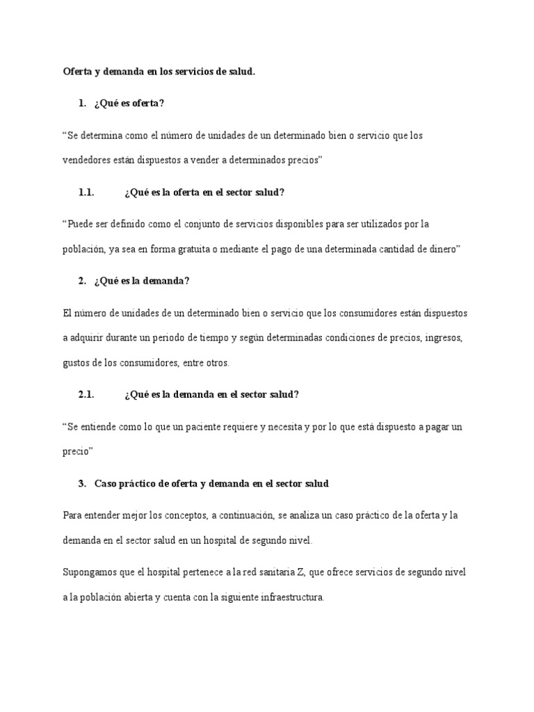 Oferta y Demanda en Los Servicios de Salud | PDF | Oferta (economía ...