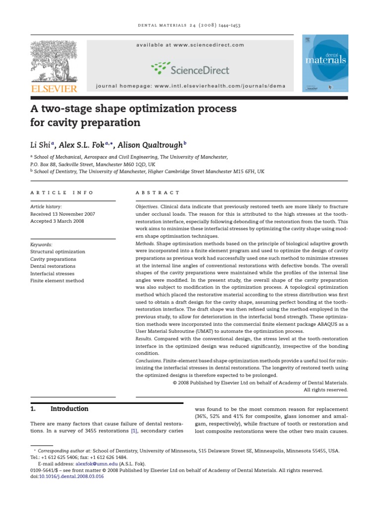 A Two-Stage Shape Optimization Process | PDF | Strength Of Materials ...