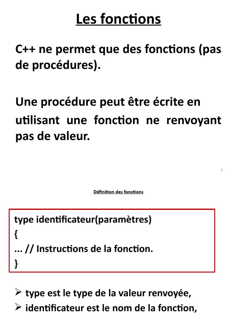 Fonctions en C++ : Définition et Utilisation | PDF | Variable ...