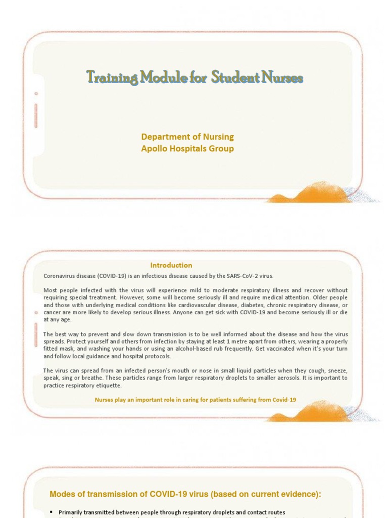 COVID-19 Training for Nursing Students | PDF | Transmission (Medicine ...