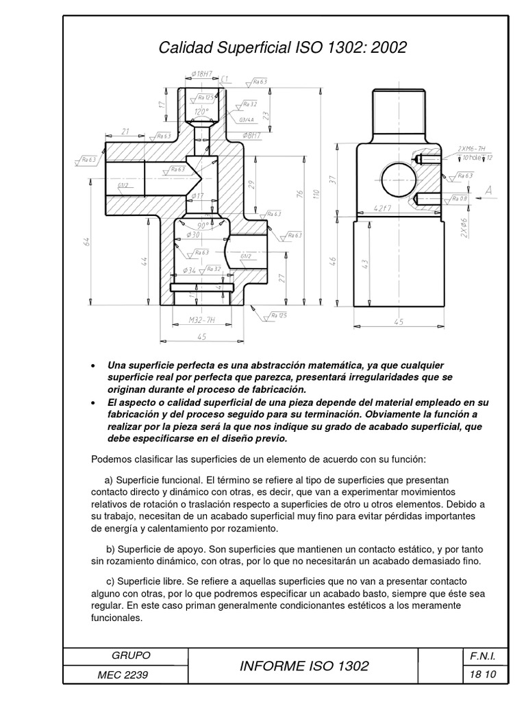 Informe sobre Calidad Superficial ISO 1302 | PDF | Medición | Rugosidad ...