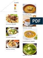 20 platos de comida en ingles y español