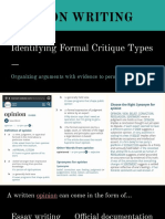 Opinion Writing: Identifying Formal Critique Types