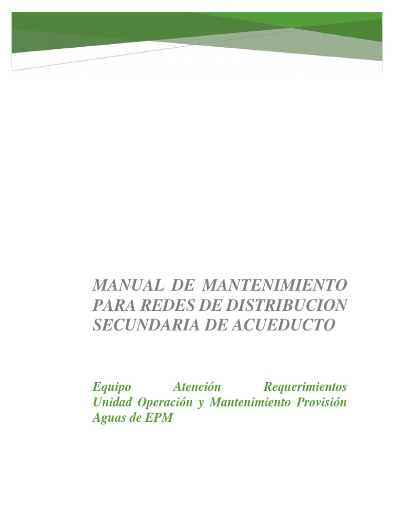 Manual Mantenimiento Redes Secundarias Acueducto-MMRSA | PDF | Tubería ...