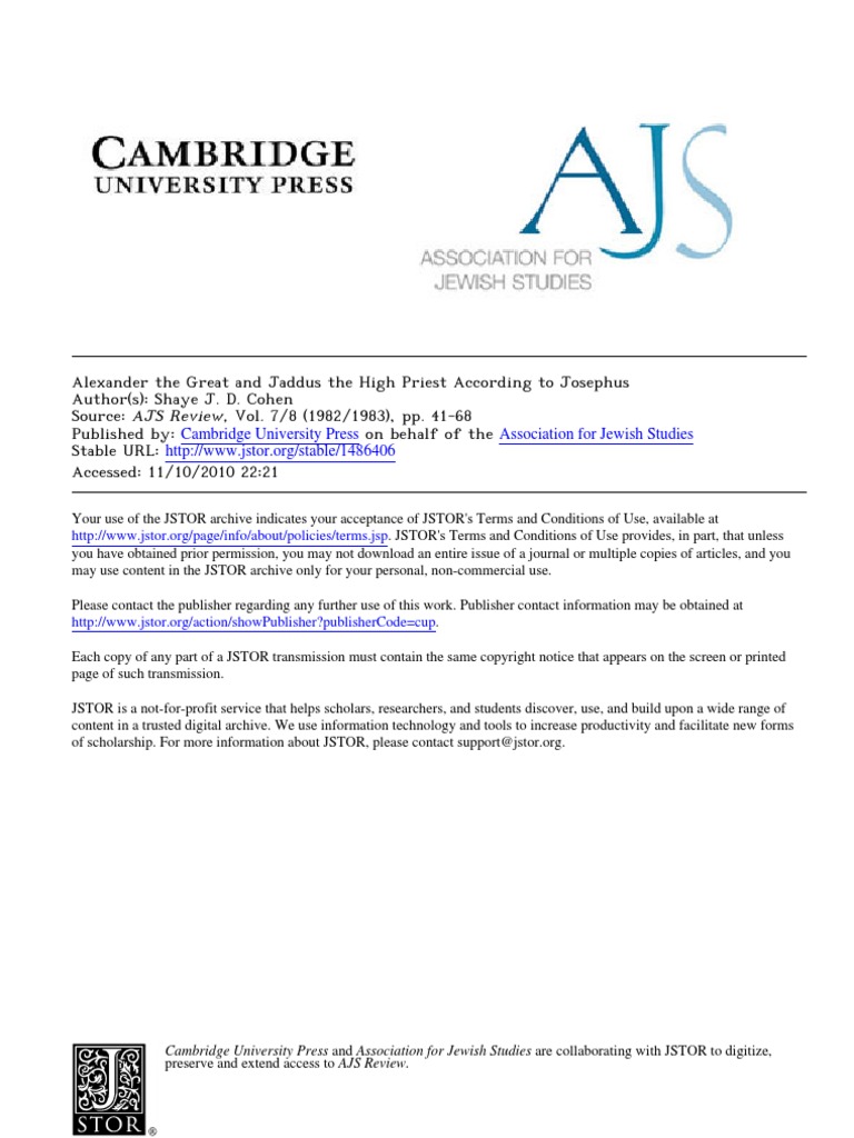 Alexander The Great and Jaddus The High Priest According To Josephus