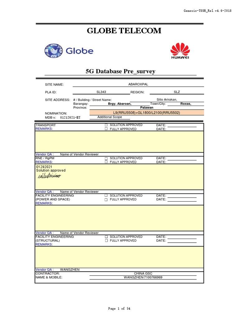 Globe Telecom 5G Site Survey Report | PDF | Surveying | Electrical ...