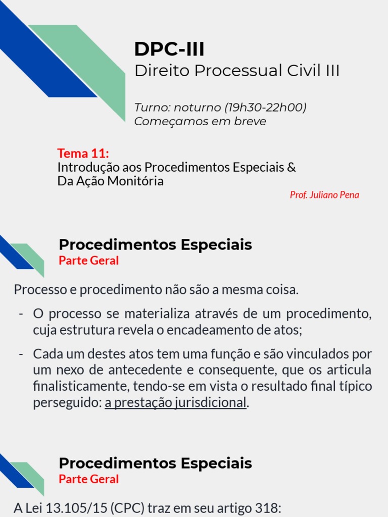 Material de apoio prova final DPC I - Direito Processual Civil I