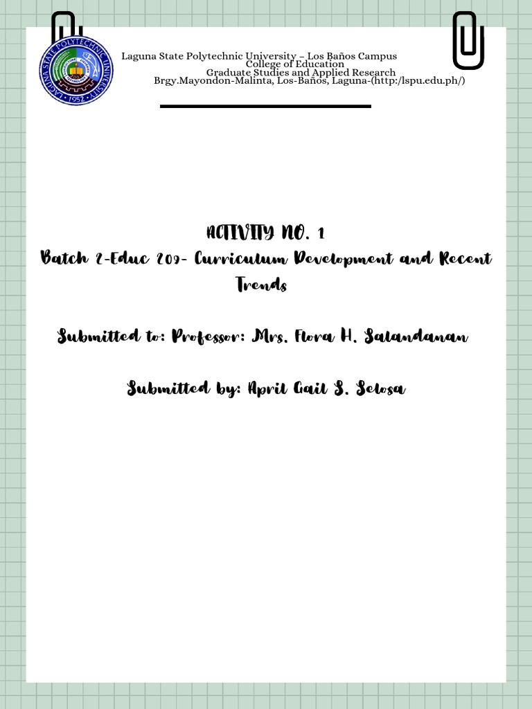 Final Activity 1 Curriculum | PDF | Curriculum | Teachers