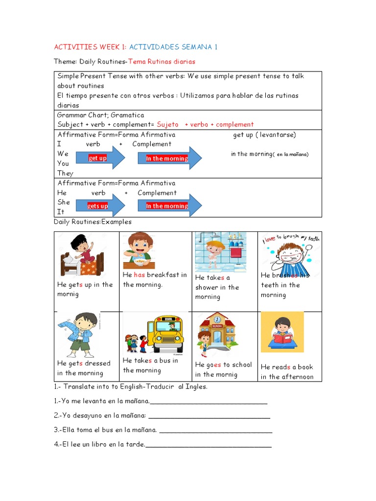 Daily Routines in Simple Present | PDF