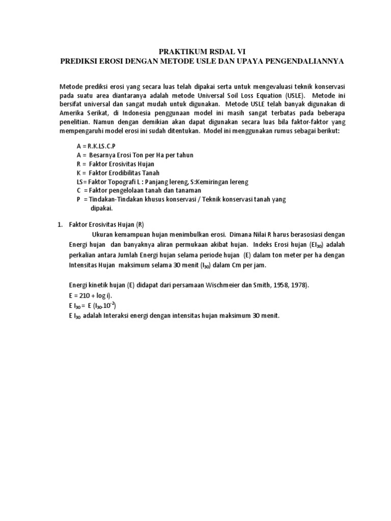 Prediksi Erosi dengan Metode USLE | PDF