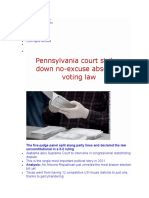 Pennsylvania Court Strikes Down No-Excuse Absentee Voting Law