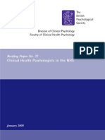 Clinical Health Psychologists in The NHS