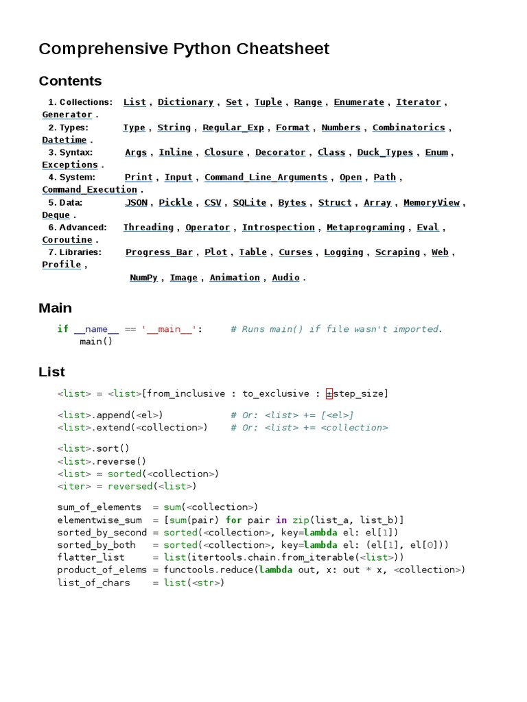 Comprehensive Python Cheatsheet | PDF | Regular Expression | Computer ...