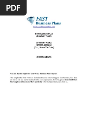 Bar Business Plan