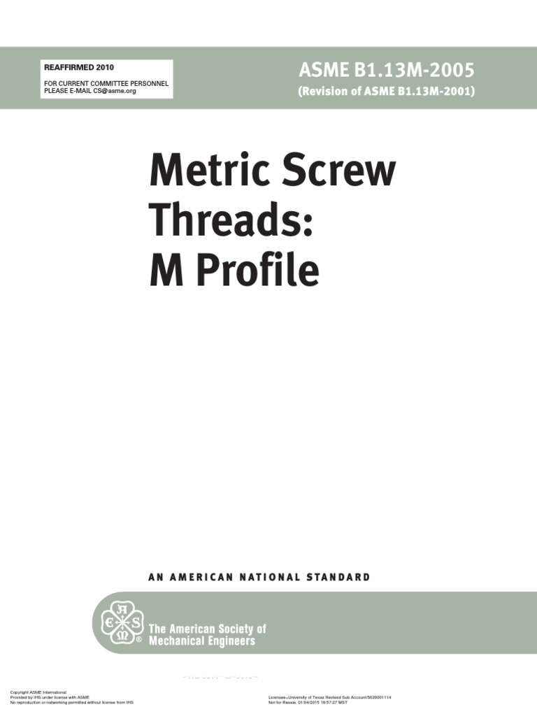 Asme b1 13m 2005 pdf metalworking mechanical engineering