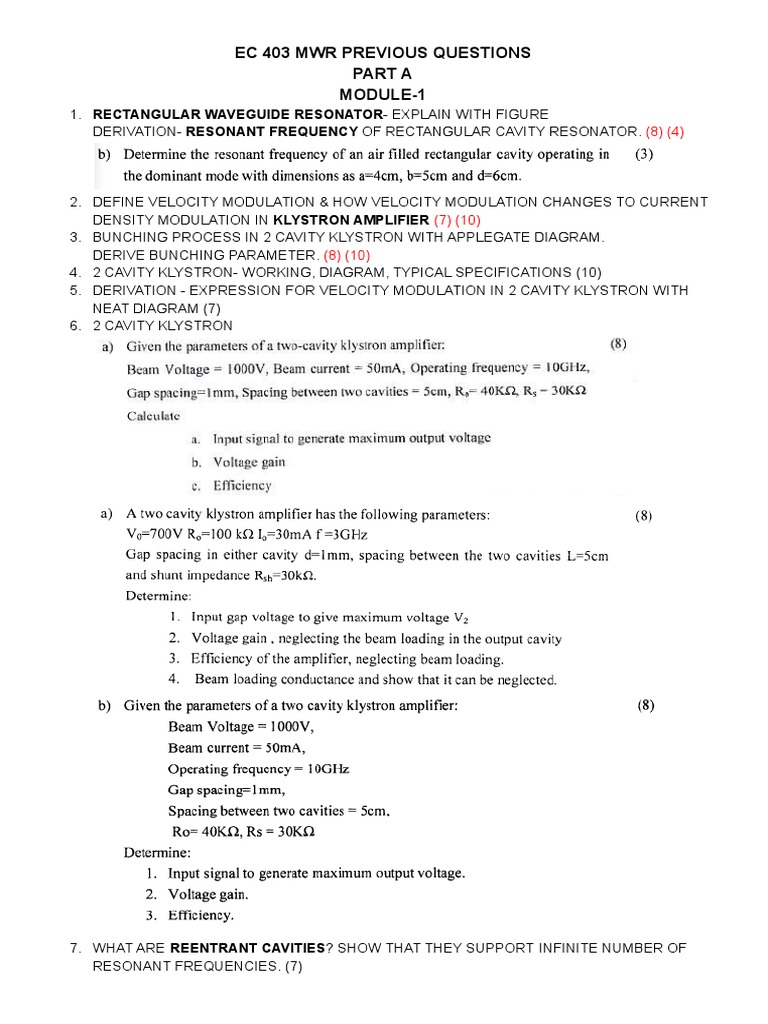 Microwave Engineering Exam Questions | PDF | Electromagnetic Spectrum ...