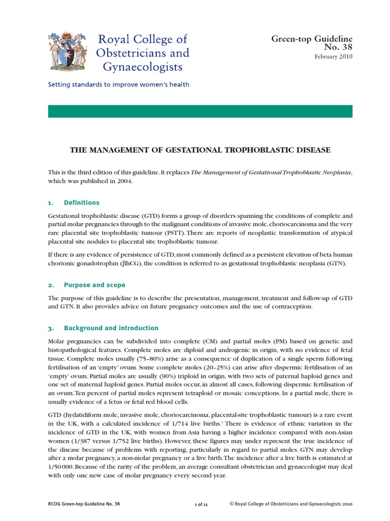 The Management of Gestational Trophoblastic Disease | PDF | Diseases ...