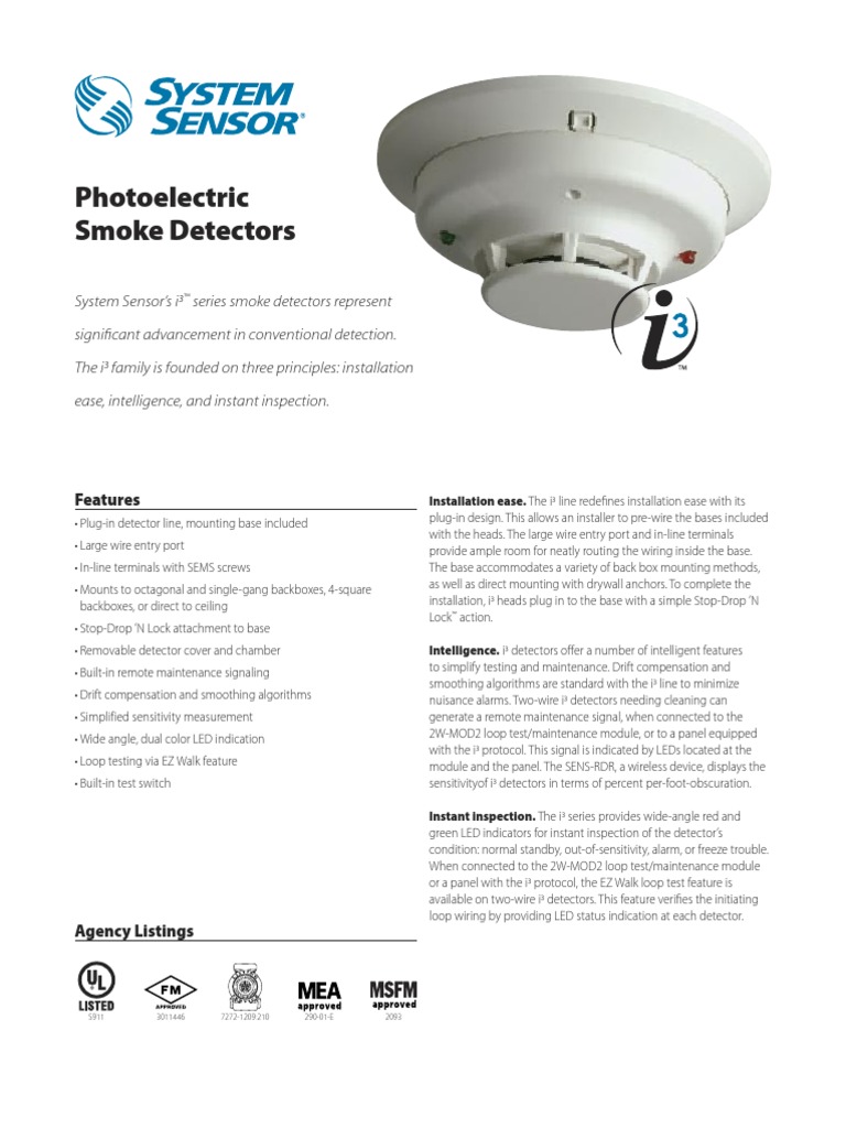 Detector Humo System Sensor 2WB Sensor Light Emitting Diode