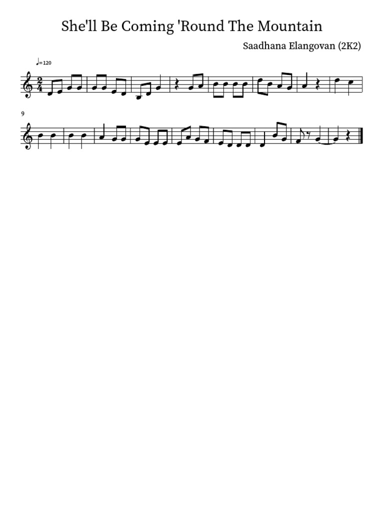 She'Ll Be Coming 'Round The Mountain | PDF