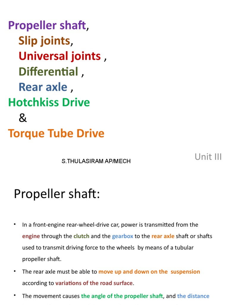 7.propeller Shaft, Slip Joints, Universal Joints PDF Axle