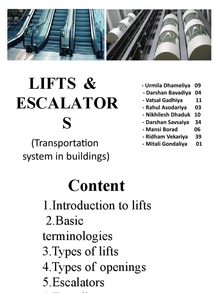 Lifts and Escalators Overview Guide | PDF | Elevator | Escalator