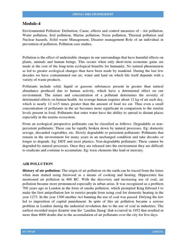 Module-4: Energy and Envirnoment | PDF | Ozone Depletion | Soil