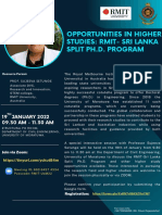 RMIT-SRI LANKA SPLIT PHD PROGRAM OPPORTUNITIES