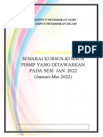 Penawaran Kursus Pismp Sem Jan - Jun 2021